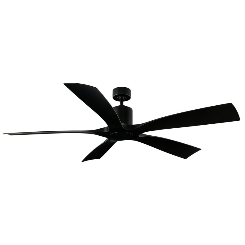 54" Aviator 5 - Blade Outdoor/Indoor Smart Flush Mount Ceiling Fan With Bluetooth Remote Control Included, Matte Black