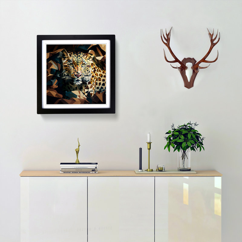 Leopard Cubism - Framed Print, Black