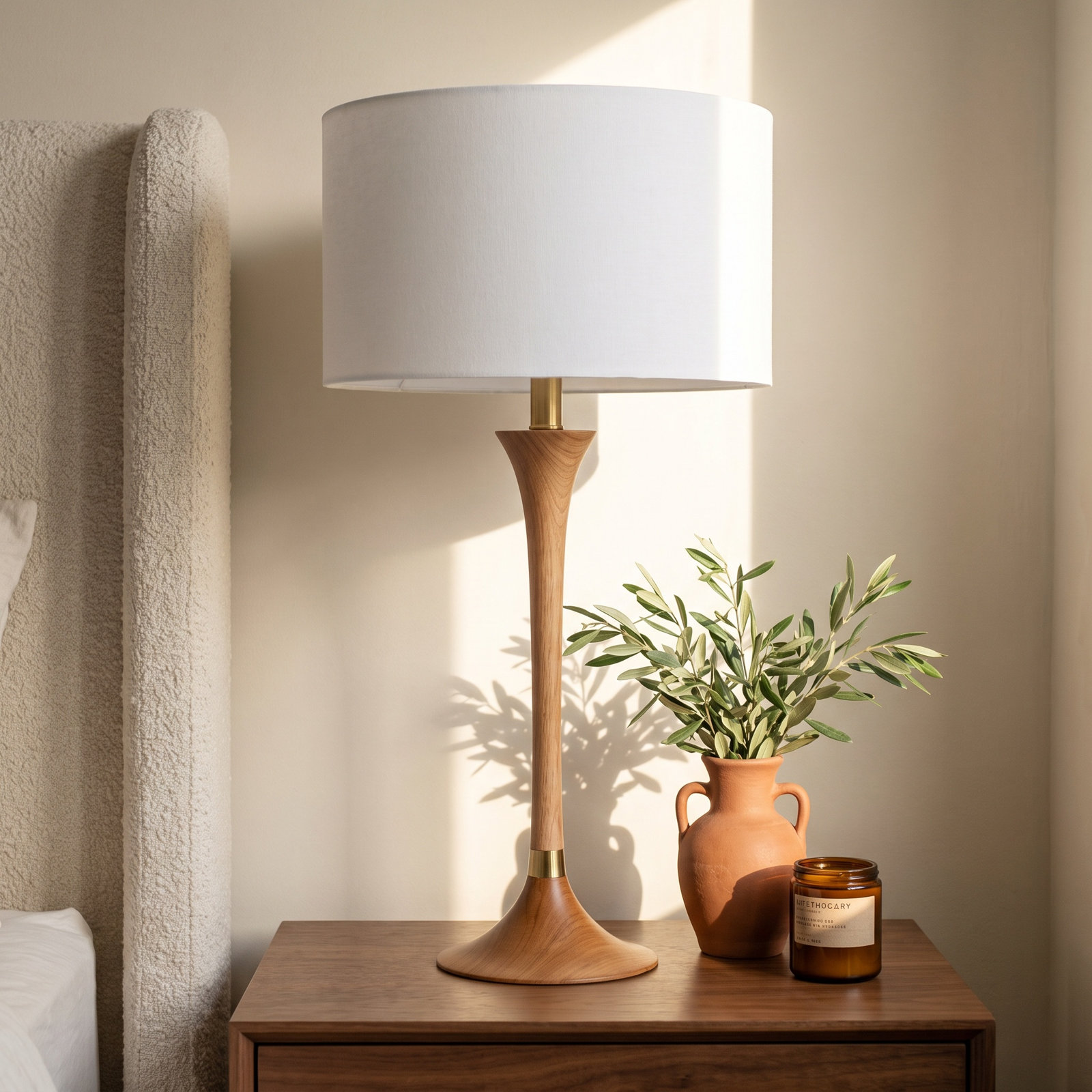Remmy Table Lamp, Natural/Antique Brass
