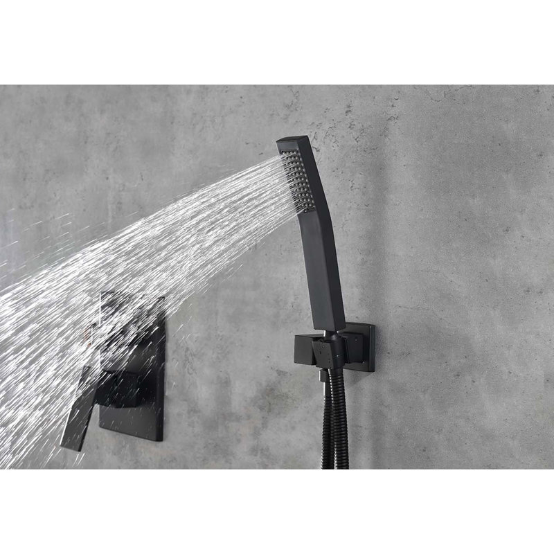 Matte Black Shower With Air Injection Rain Head And Hand