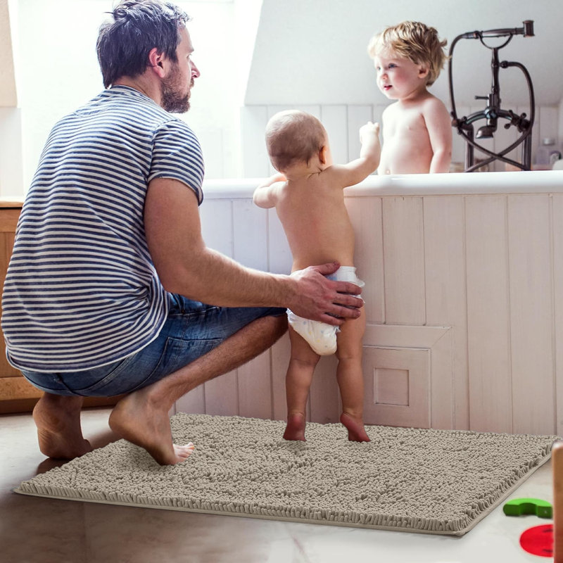 Chenille Non-Slip Non-Slip Bath Mat, 40cm Width X 60cm Length, Silver