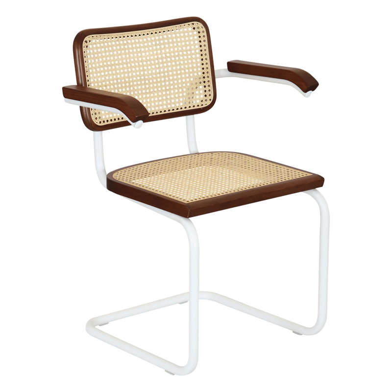 Marcel Breuer Cesca Cane Cantilever Dining Armchair Arm Chair, Walnut/Natural/White