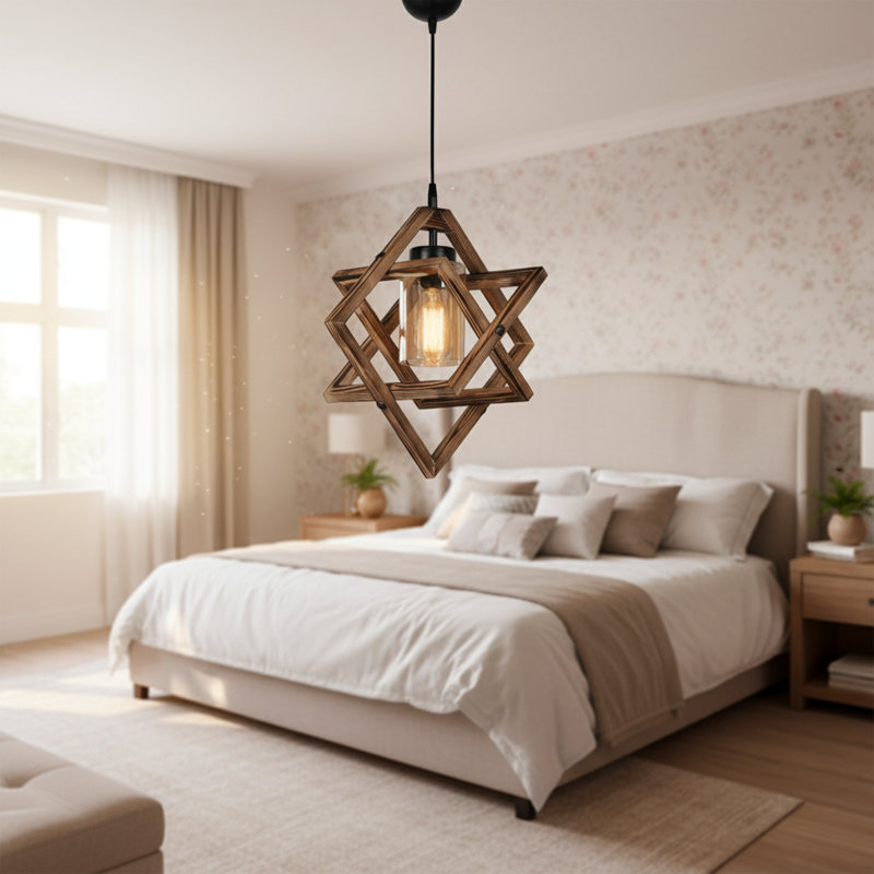 Lustre géométrique simple en bois