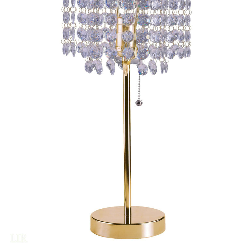 Lampe de table haute 20,25 po en métal avec finition dorée et détails en cristal, lampe de table