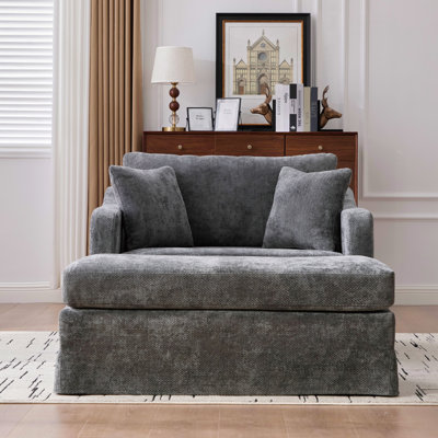 Fauteuil d'appoint avec repose-pieds l 43,9 po Chenille