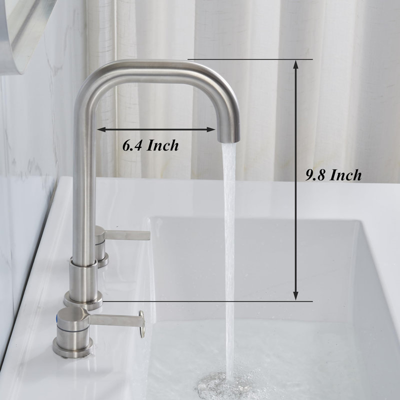 Widespread Bathroom Faucet with Drain Assembly