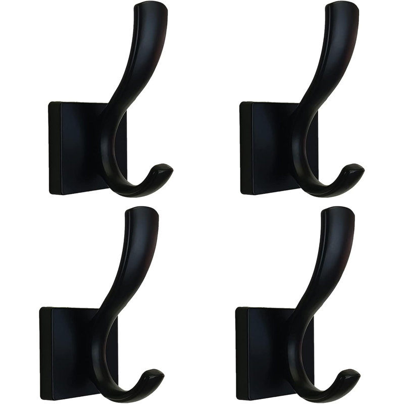 Heavy Duty Double Wall Mount Hooks For Towels, Robes, And Coats - Space Saving Design For Bathroom, Bedroom, Kitchen, Pool, Garage, And Hotel Use