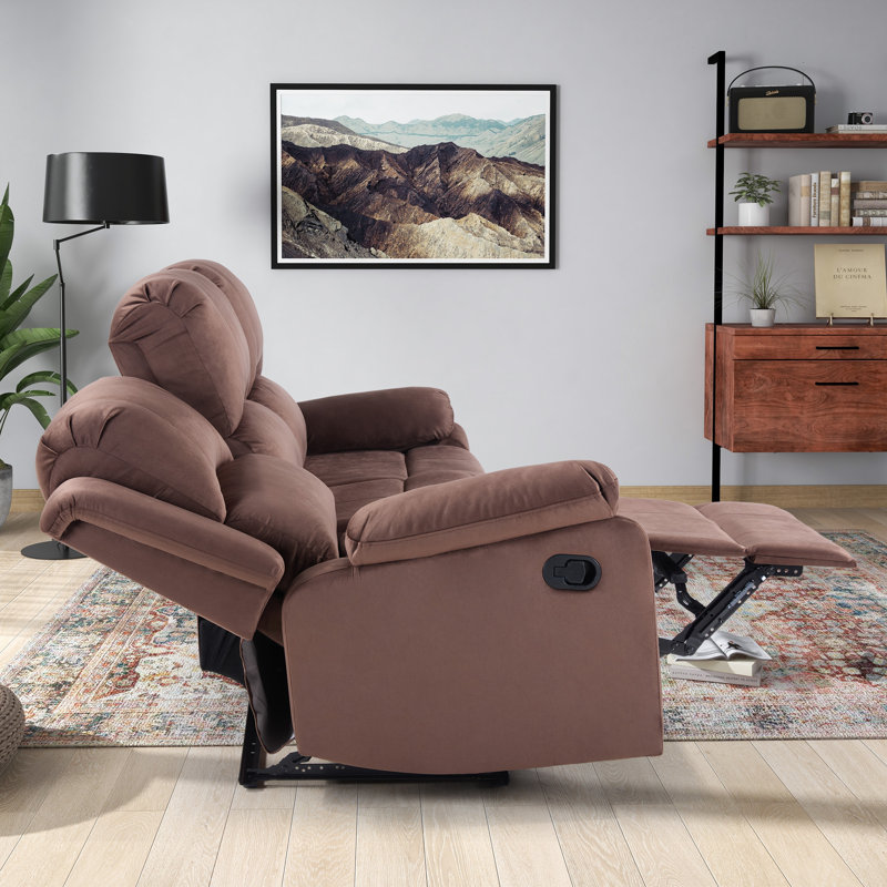Canapé inclinable manuel 81,5 po en microfibre avec dossier ultra doux (ensemble de 2), Brun