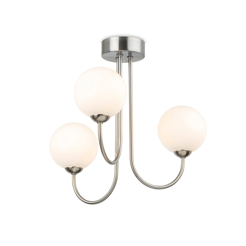 3 - Light Shaded Chandelier, Brushed Steel