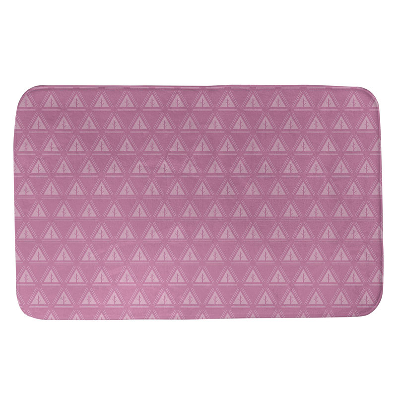 Tapis pour salle de bain à arbres minimalistes Barbra, l 17 po x L 24 po, Rose