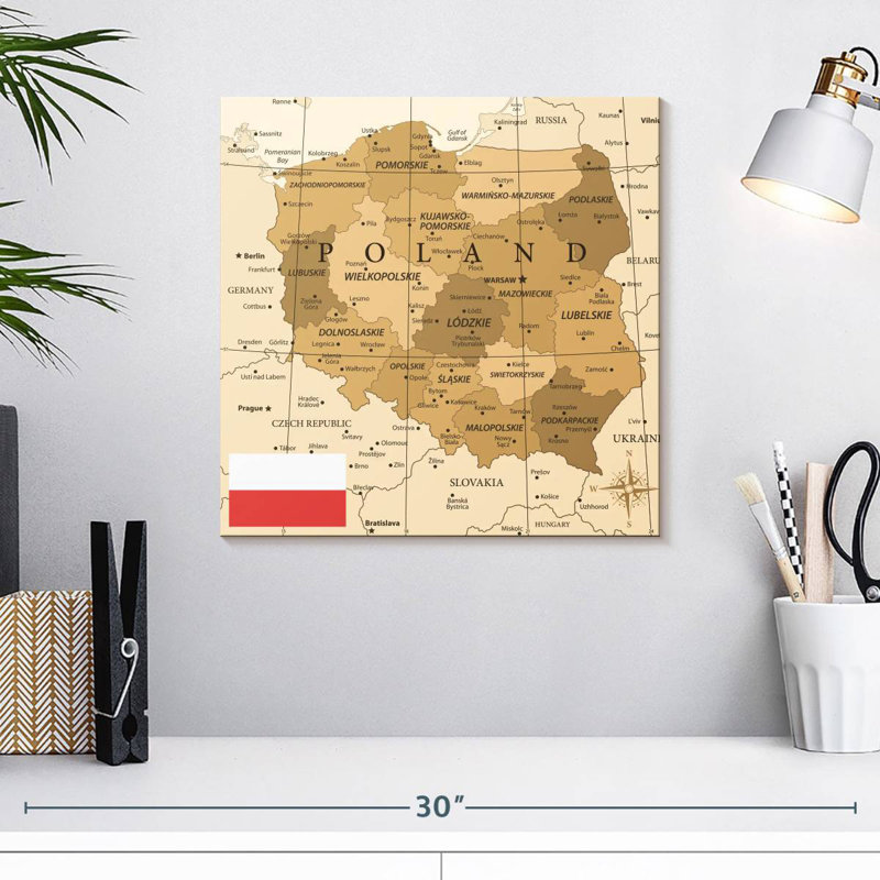 Carte d'Alazia, Pologne, H 16 po x l 16 po