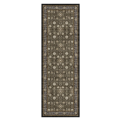 Tapis lavables à la machine : tapis doux de style vintage pour salons et chambres, tapis antidérapants pour couloirs, tapis pour cuisines et salles à manger, tapis pour salles de bains et buanderies (brun foncé)