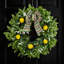 Couronne de citron de 20 po pour la porte d'entrée, couronne de printemps artificielle d'été avec feuilles d'oreille en agneau et nœud à carreaux pour fenêtre de porche décor de ferme de cuisine