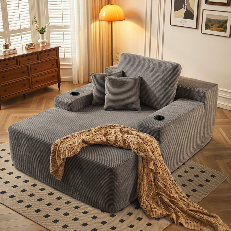 Canapé modulaire rembourré 1 pièce Boneless, Polyester gris