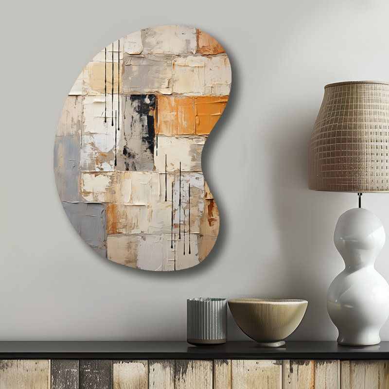 Abstraction I - Abstract Collages Boom Shape Asymmetric Metal Wall Sculpture, H 31 po x l 22 po