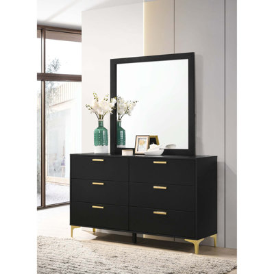 Commode moderne à 6 tiroirs avec miroir pleine longueur