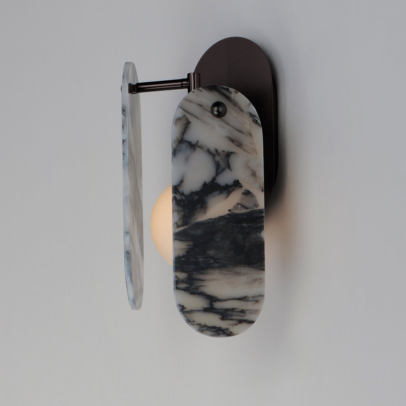 Megalith 1 - Light Armed Sconce, Brushed Bronze/Striae Arya