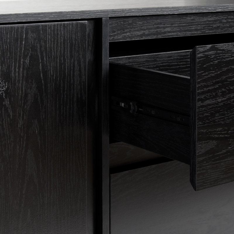 Minimalist 63" 2-Door Sideboard with Beveled Drawers, Black