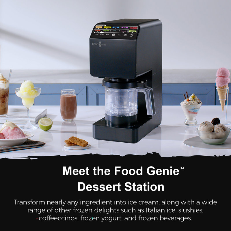 Food Genie: Dessert Station - Noir - Machine à crème glacée et gâteries 11-en-1, (3) baignoires de 16 oz