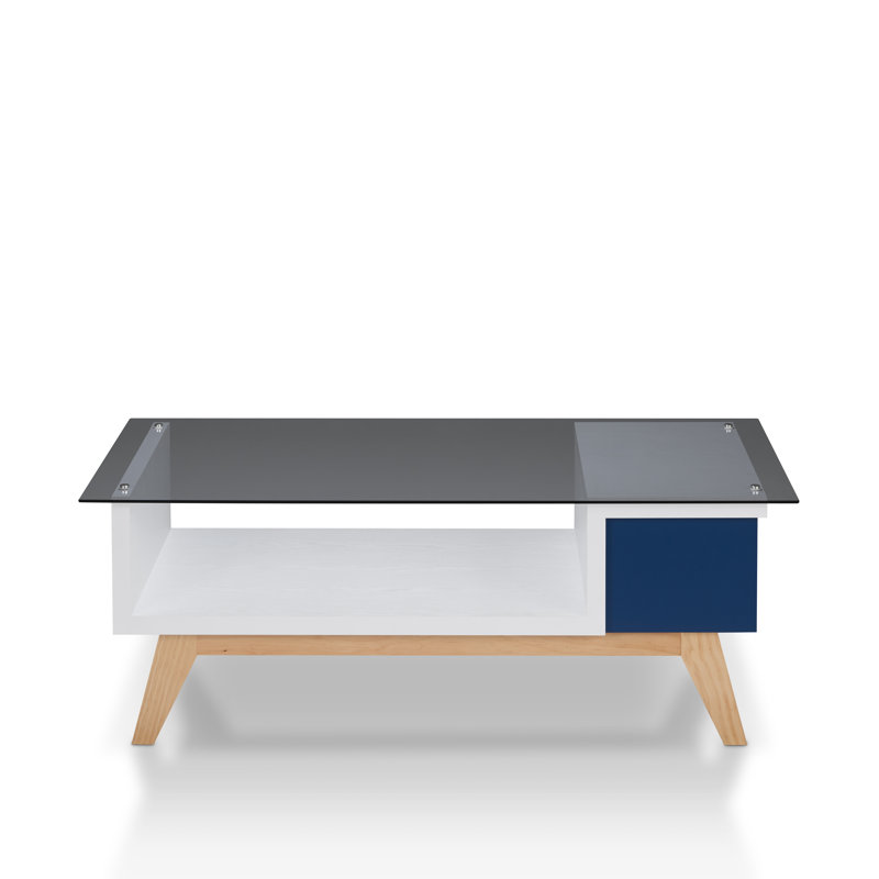 Alijah Coffee Table with Storage, Navy