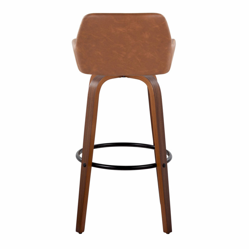 Tabouret de bar 30 po Daniella, Chameau, Bois de noyer