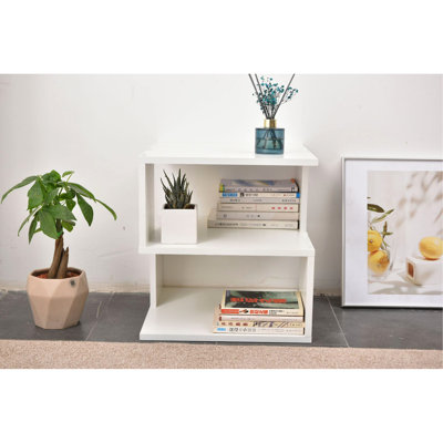 Tablette de maison simple à 2 couches en blanc, bois d'ingénierie, pour le salon et la chambre à coucher, facile à nettoyer, robuste, facile à installer et à usage domestique, polyvalente, lisse et hygiénique, robuste