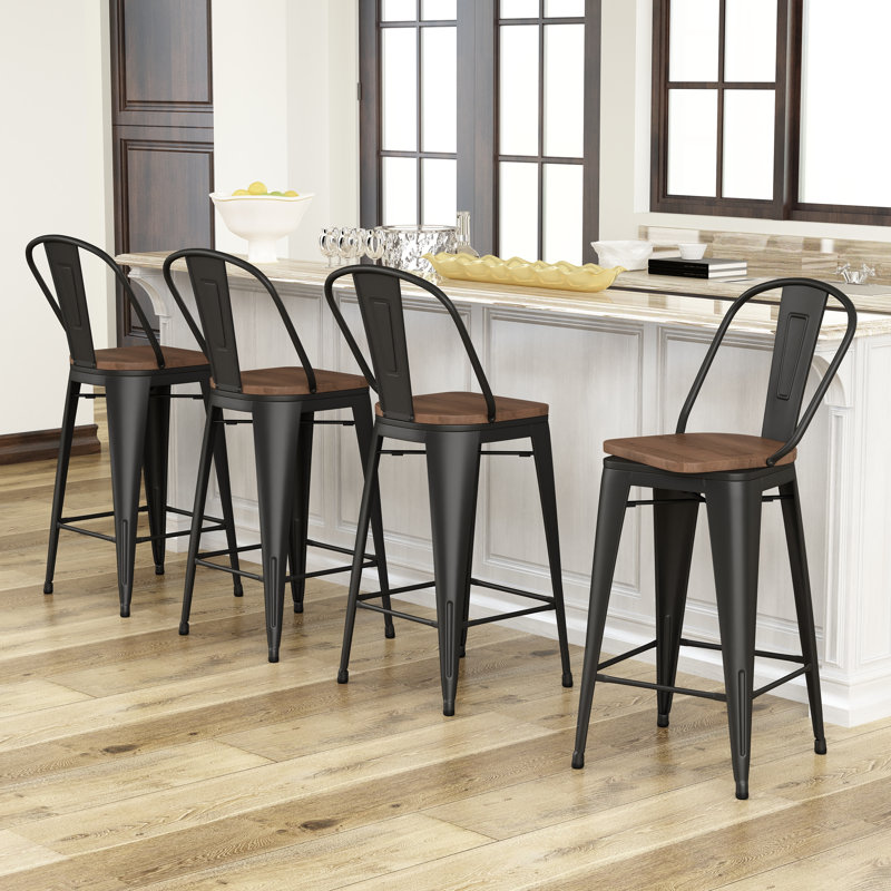 Tabouret de bar et de comptoir Cliburn, Tabouret de comptoir (siège d’une hauteur de 24, Noir