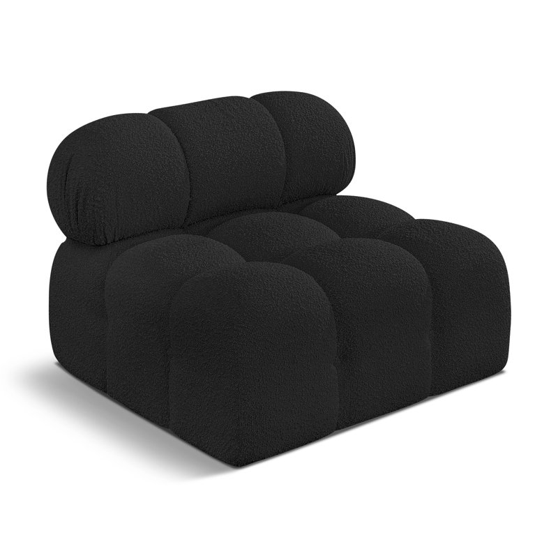 Ames 34 Wide, Black Boucle Fabric