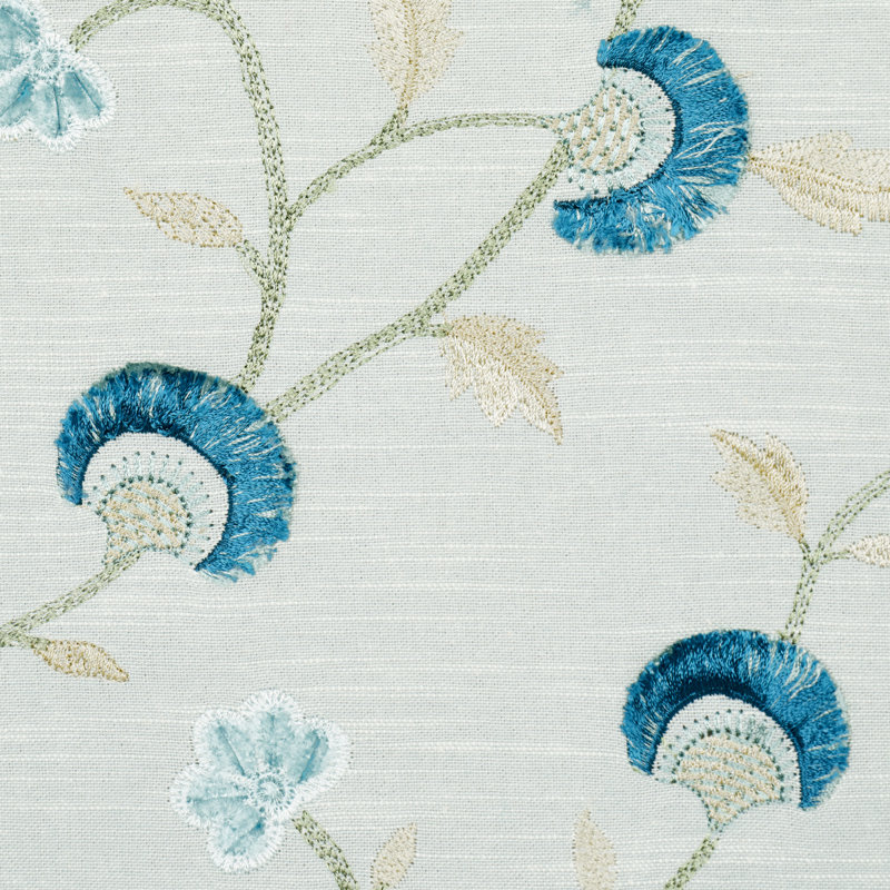 Tissu brodé Lyla, Minéral / bleu sarcelle