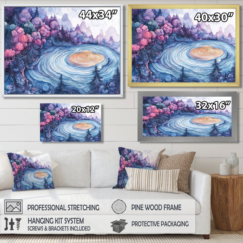 Ireles forêt rose Cyrstal ondule à travers les bois I - art mural forêt, H 16 po x l 32 po, Toile tendue, Ne s'applique pas