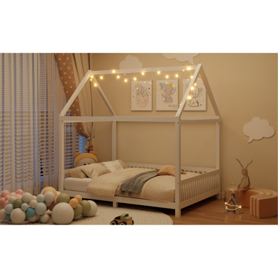 Lit de garde-corps et à DEL inclus - taille double, blanc, pour la chambre de rêve
