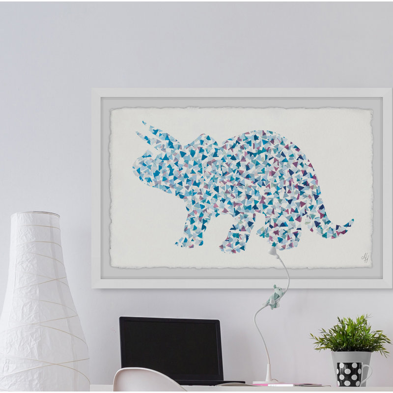 Esmeralda Amada Patterned Triceratops - Single Picture Frame Painting, 20cm H x 30cm W
