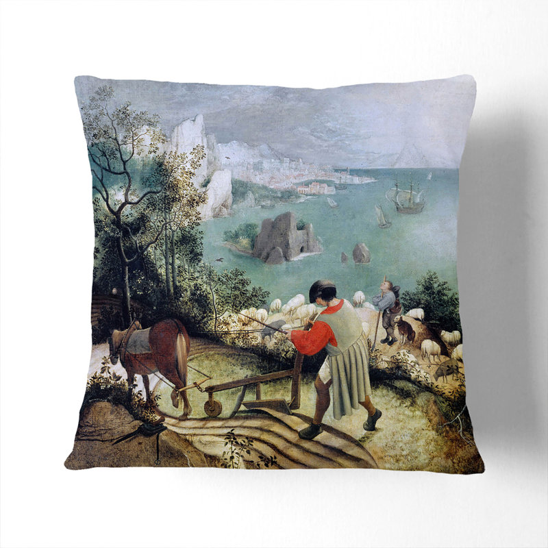 The Fall of Icarus Scatter Cushion, Black, 55cm H x 55cm W x 20cm D