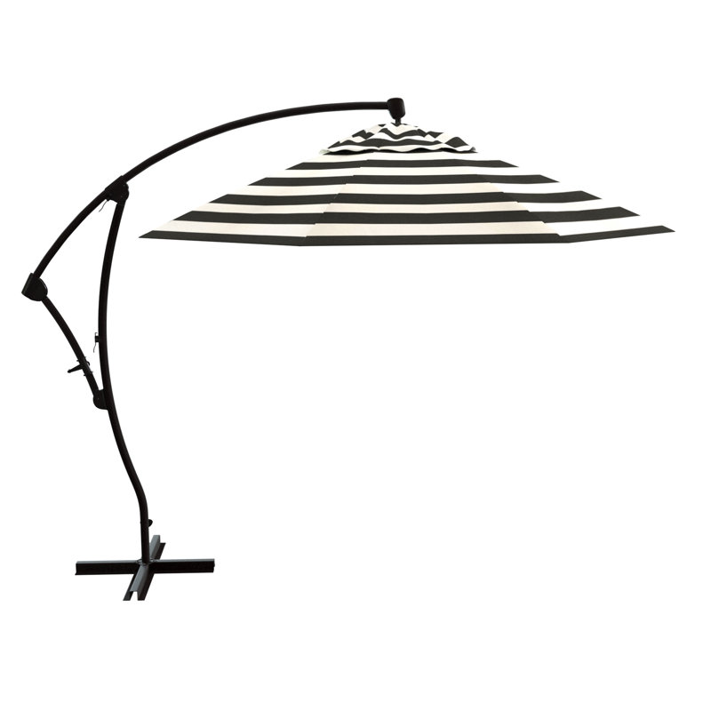 Parasol en porte-à-faux octogonal 9 pi Jiles, Cabana Classic Black Stripe Sunbrella®