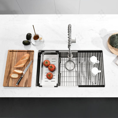 Attop 30'' L X 19'' W Single Bowl Stainless Steel Undermount Kitchen Sink With Faucet