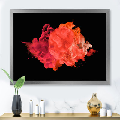Nuage d'encre rouge sur fond noir - photographie sur toile