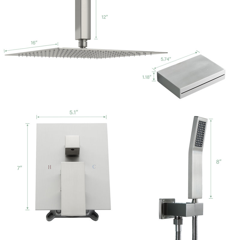 Complete Shower System with Rough in-Valve, Brushed Nickel