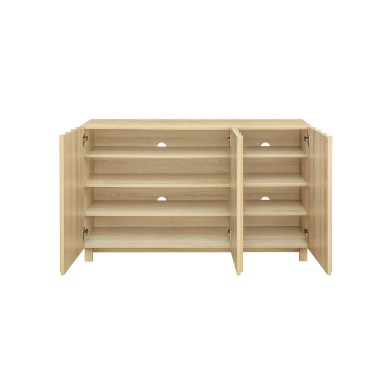 Rangement à chaussures cannelé avec portes cannelées l 47 po Araminta, Chêne