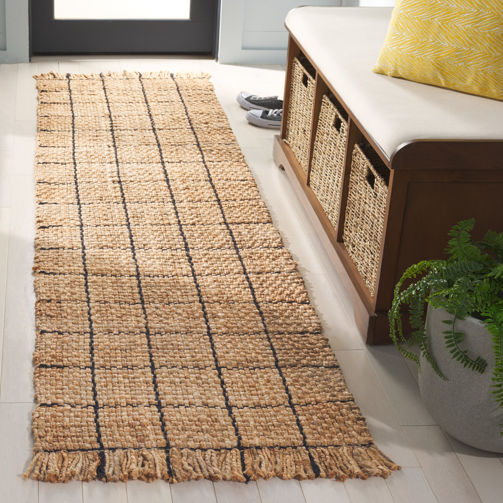 Natural Fiber 602 Hand Woven Jute Geometric Rug, Runner 2'3" x 8'