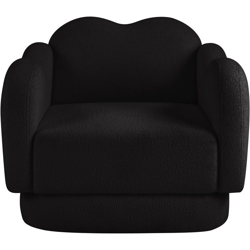 Chaise rembourrée Rainald, Tissu en peluche noir