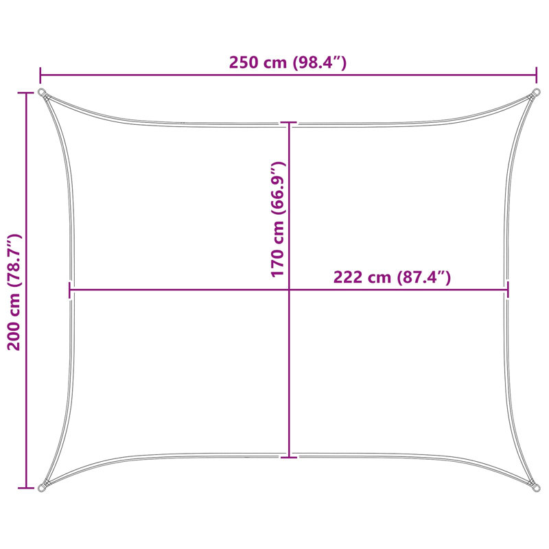 Vidaxl Sunshade Sail Oxford Fabric Rectangular Patio Shade Sunscreen Canopy, Yellow/White, 2m W x 2.5m L