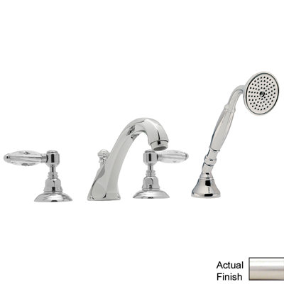 Robinet de baignoire romaine à fixation sur plateau à poignées doubles avec douche à main Country