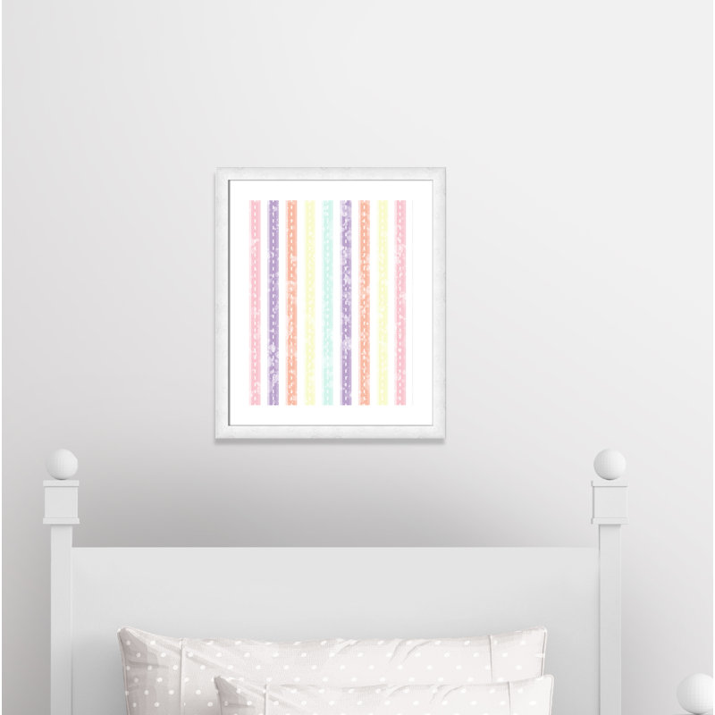 Adhésif décoratif Whimsical Stripe, H 26,5 po x l 22,5 po x P 0,625 po, Encadré plat à grain de bois blanc