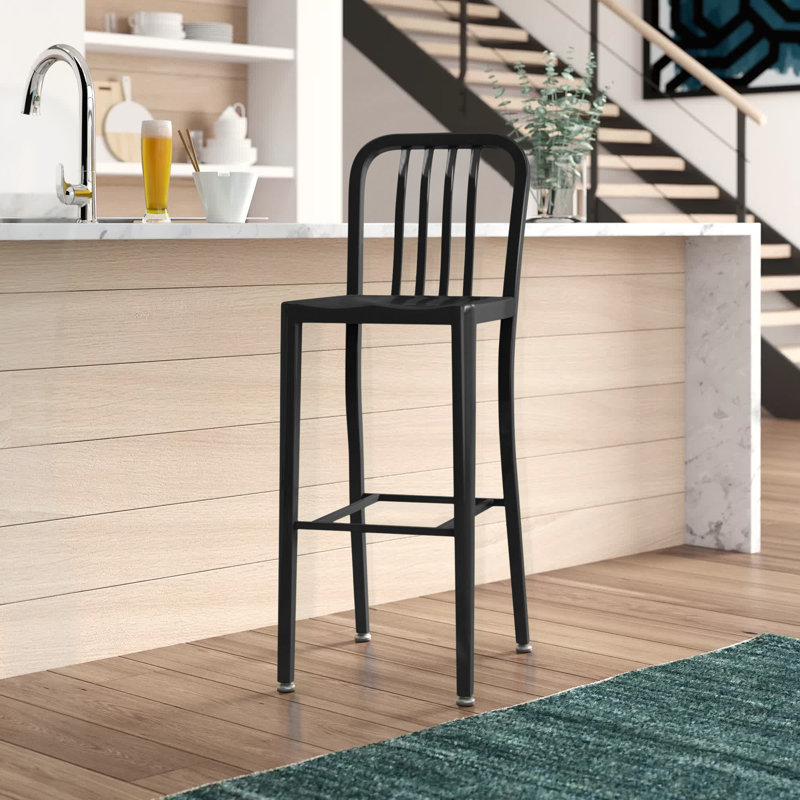 Tabouret de comptoir de 24 po en métal de qualité commerciale avec repose-pieds Carouthers par Flash Furniture, Noir