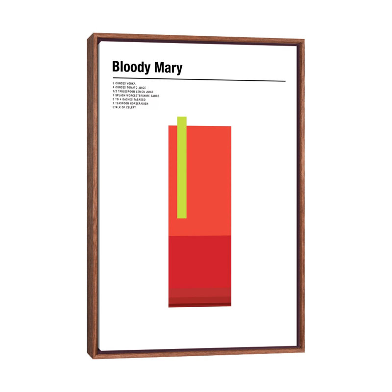 Bloody Mary by Nick Barclay - Print on Canvas, 101.6 cm H x 66.04 cm W, Classic Brown Wood Framed