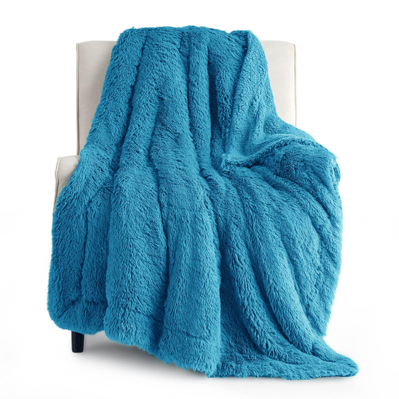 Jeté de lit en fausse fourrure de sherpa Bedure - couverture de lit moelleuse ultra douce pour dortoir - bleu vif - cadeau parfait pour les adolescentes