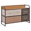 Commode à 5 tiroirs en tissu, organisateur à 2 niveaux avec structure en acier et plateau en bois pour le rangement de la chambre à coucher et du vestibule
