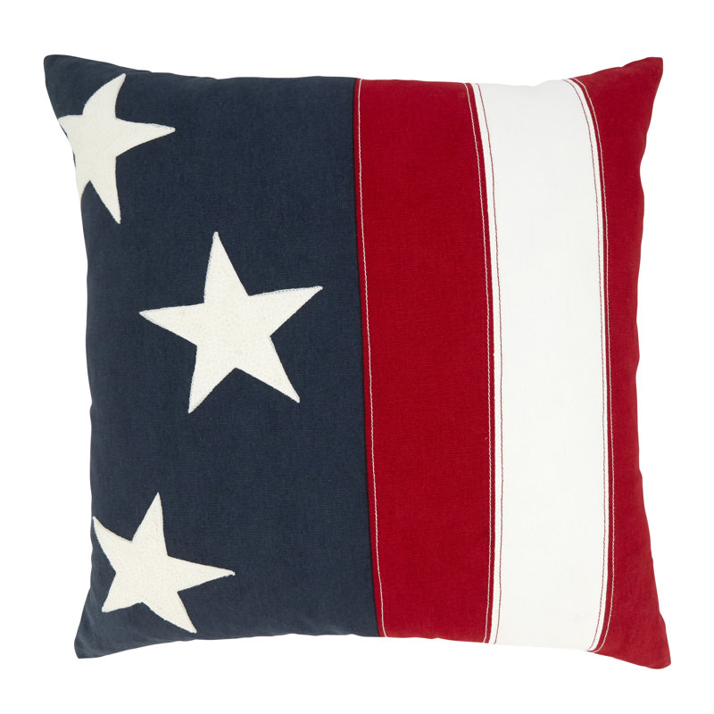 Patriotic Stars and Stripes Cotton Throw Pillow Cover
