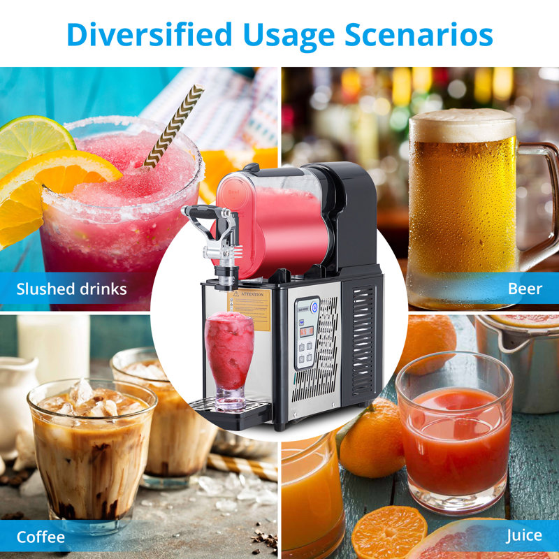 3L Commercial Slushie Machine, 300W Stainless Steel Frozen Drink Maker Self-Cleaning for Margaritas, Smoothies & Cocktails, Ideal for Home & Small Business Use