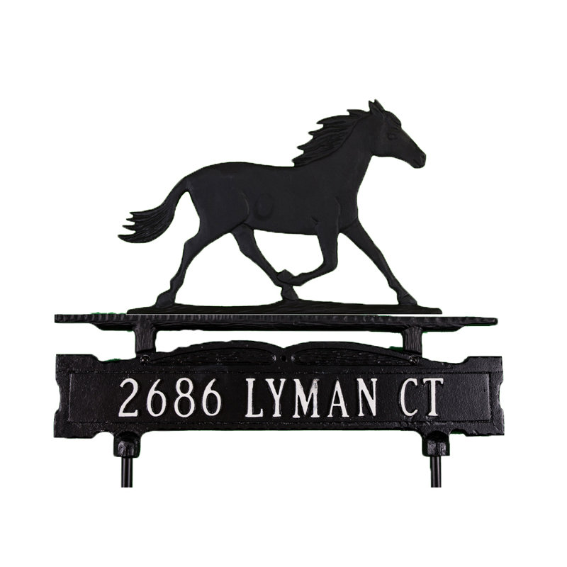 1-Line Lawn Address Sign, Yes, Satin Black